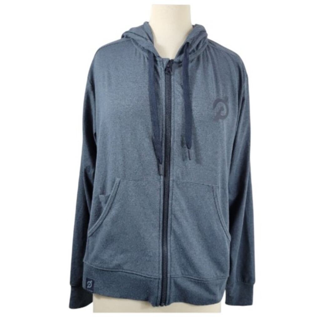 Peloton DreamBlend Full Zip Hoodie Relaxed Fit Fleece Logo Blue Small